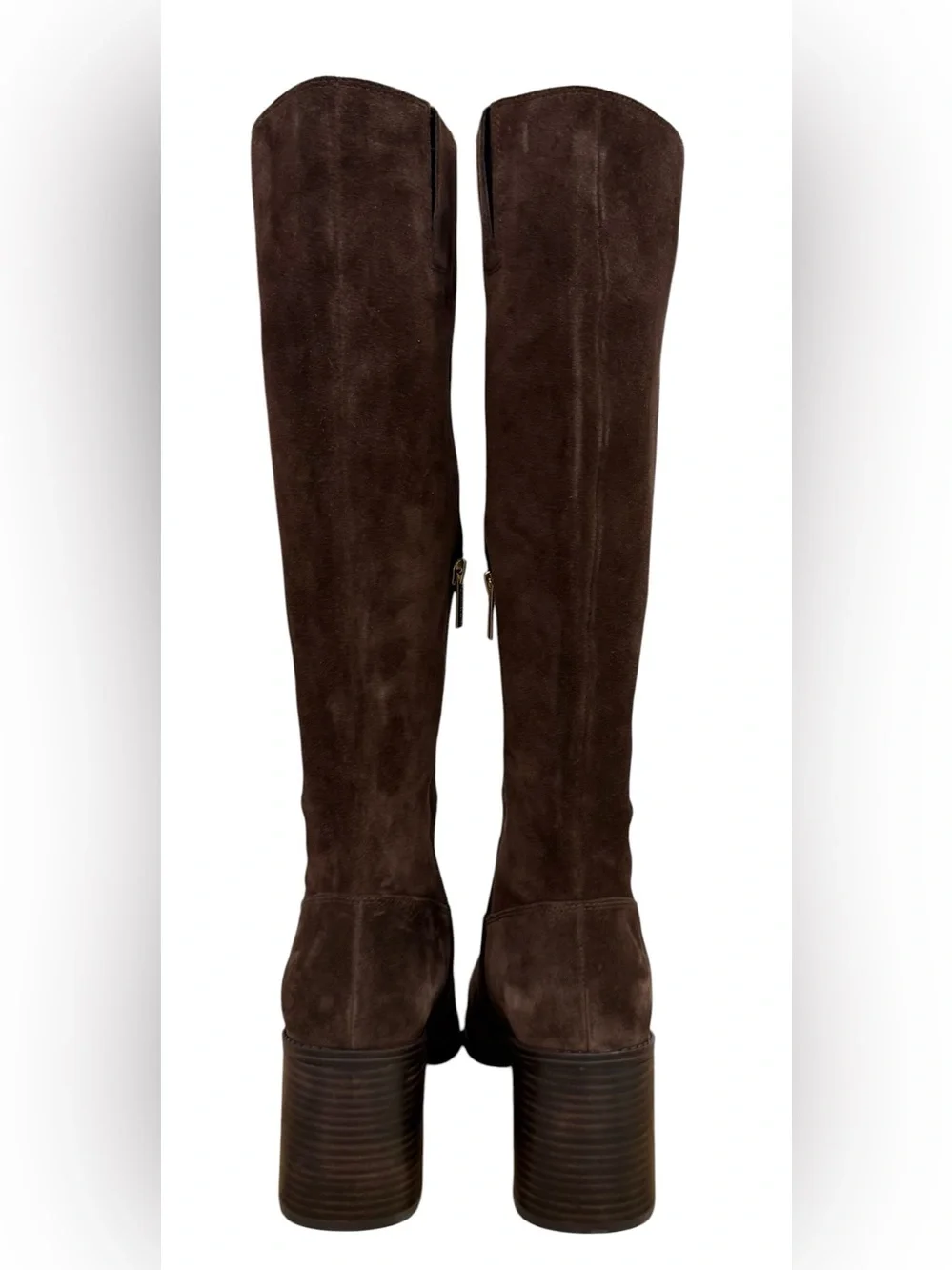 NWOB Vince Camuto Sangeti Knee High Suede Boots Brown Block Heel Size 10